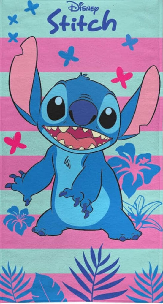 Colorful Stitch Wallpaper: Playful Beach Towel Design with Tropical Vibes