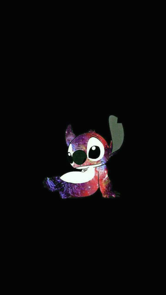 Vibrant Stitch Character Wallpaper: Cosmic Galaxy Design