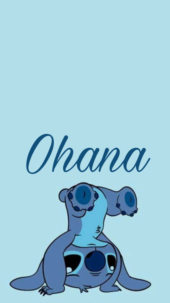 Stitch Headstand Wallpaper: Ohana Family Theme on Light Blue