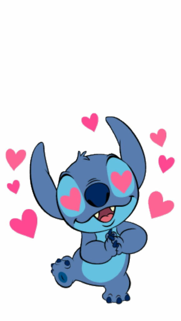 Pawsitively Adorable: Stitch Spreads Love on Your HD Phone Wallpaper!