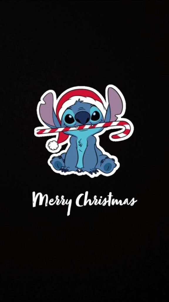 Stitch in Santa Hat: Merry Christmas Wallpaper for a Festive Background
