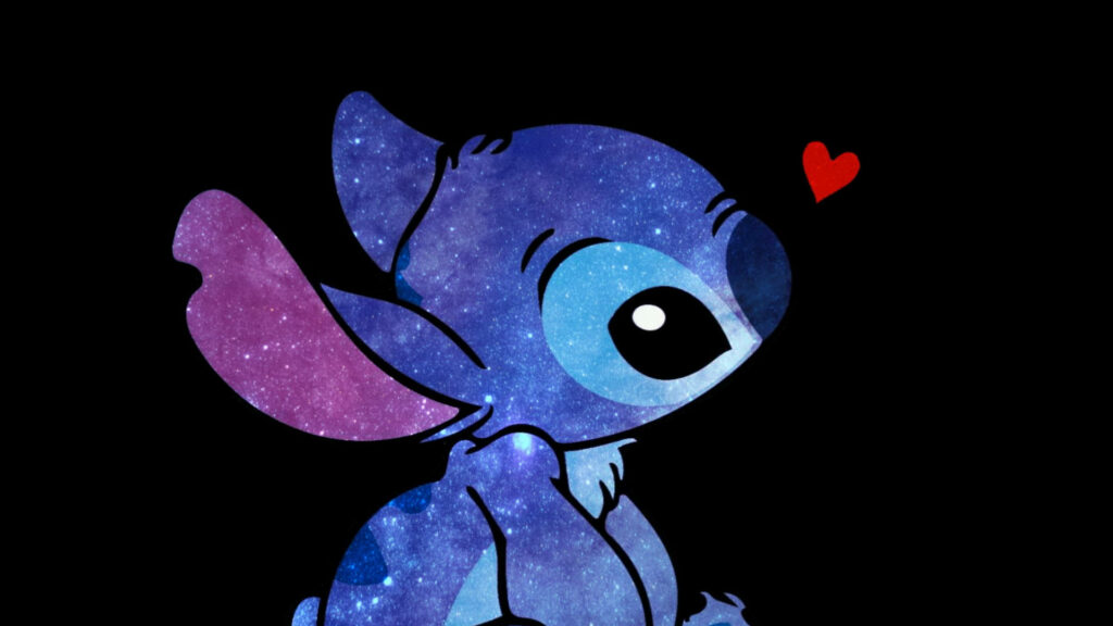 Cosmic Stitch Silhouette Wallpaper with Heart Charm on Black
