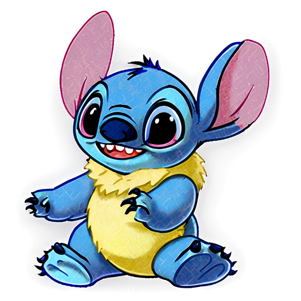 Colorful Stitch Wallpaper: Cute Blue Alien with Ears & Smile