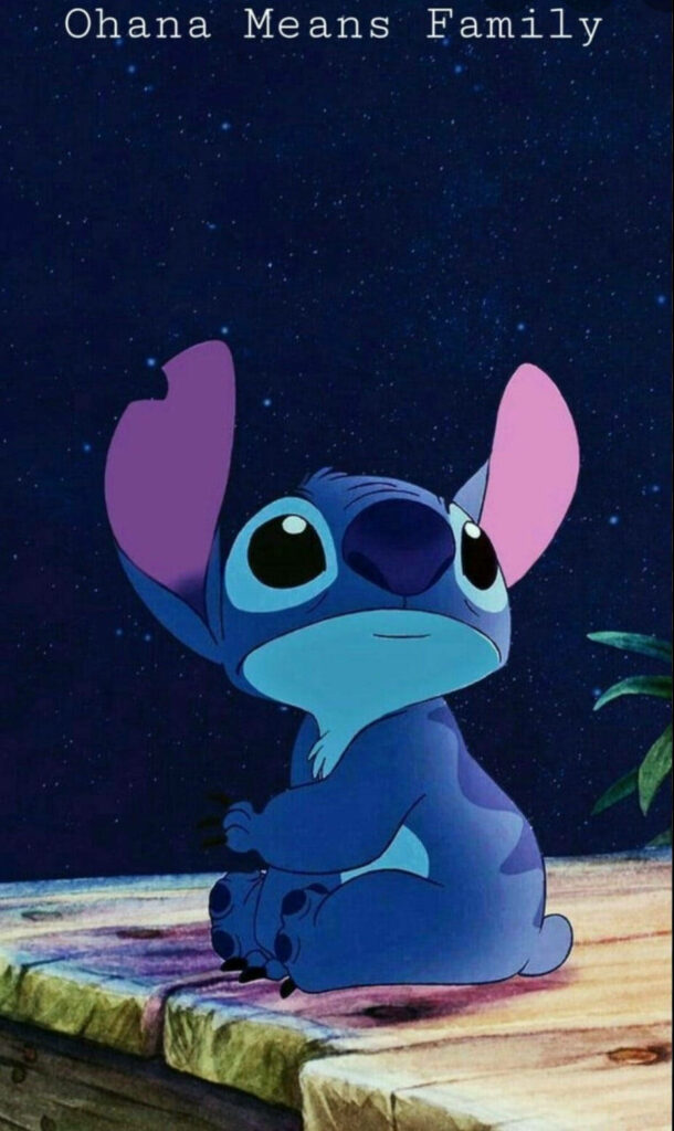 Stitch from Lilo & Stitch: Ohana Means Family under Starry Sky Wallpaper