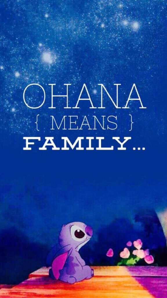 Stitch Under Starry Sky: Ohana Means Family Wallpaper