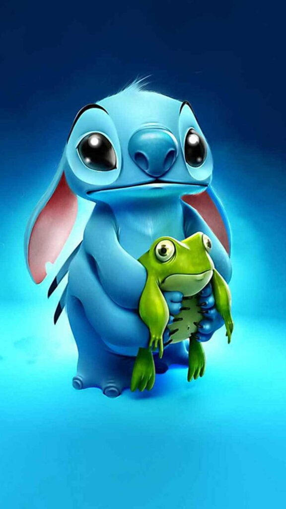 Stitch and Frog Friendship in High-Definition: HD Phone Wallpaper Background