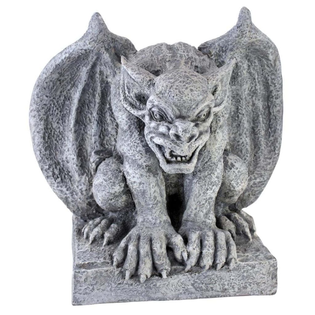 Stone gargoyle statue with wide wings pointed horns sharp claws gothic decor accent Wallpaper