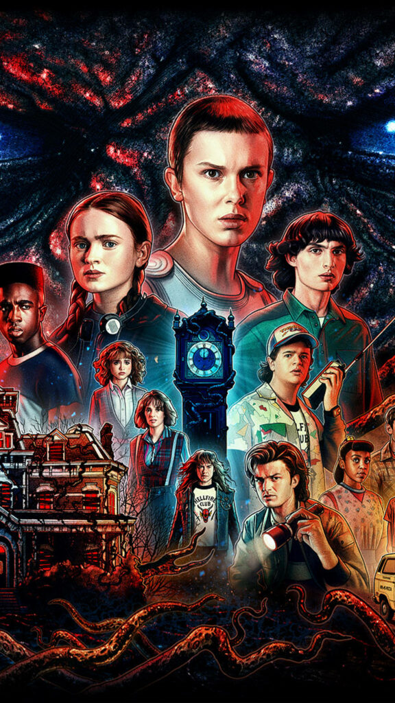 Into the Upside Down: 4k HD Mobile Wallpaper of Stranger Things' Iconic Main Characters