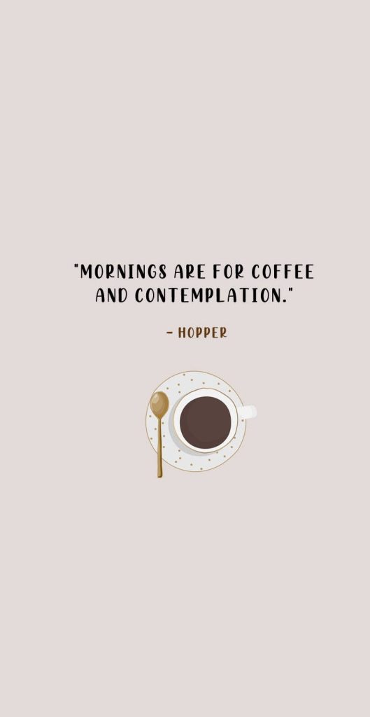Minimalist Stranger Things wallpaper with Jim Hopper quote beige background coffee mug illustration