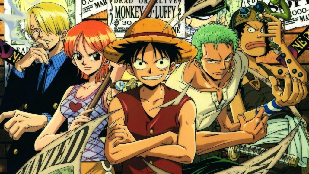 Epic Gathering of One Piece Characters, featuring a Badass Luffy. Wallpaper
