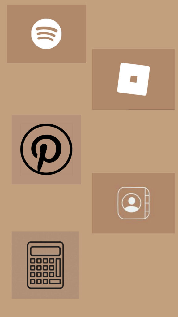 Simplistic App Icons Enhancing the Aesthetic Appeal of a Brown Background Wallpaper