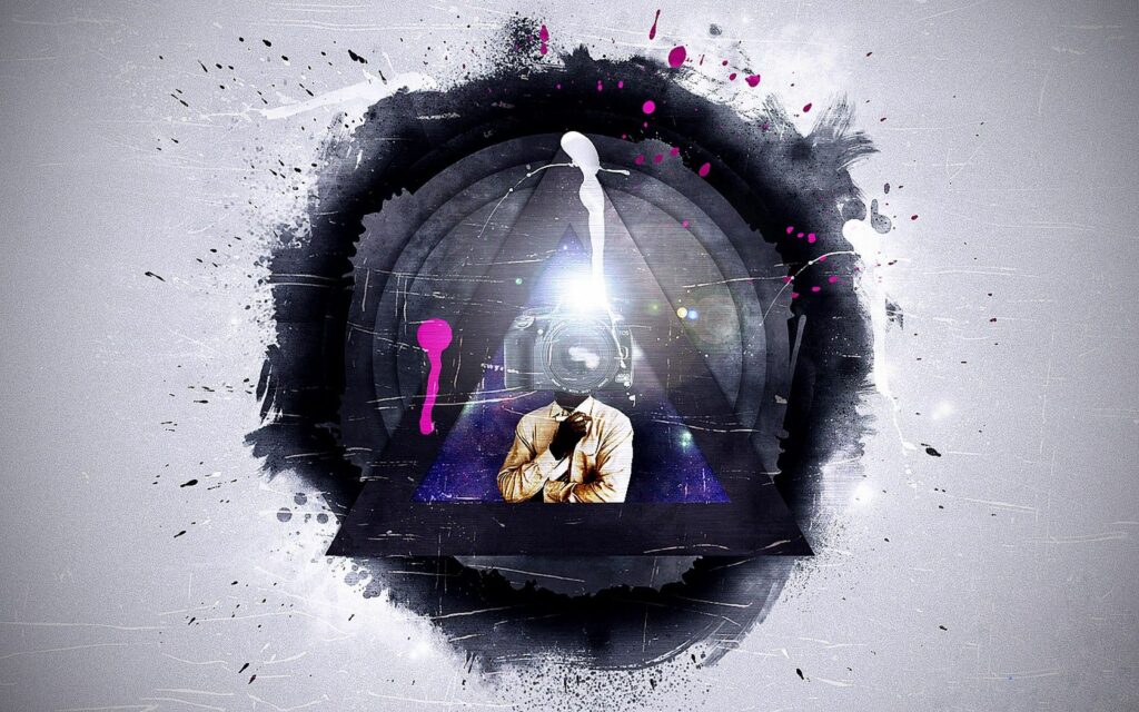 Vivid Triangular Wallpaper: Abstract Design & Colorful Lens Flare
