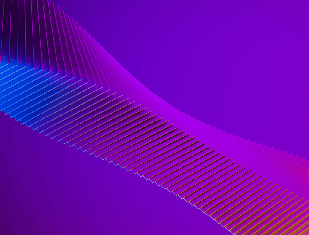 Dynamic 3D Wave Pattern Wallpaper in Blue & Purple Background