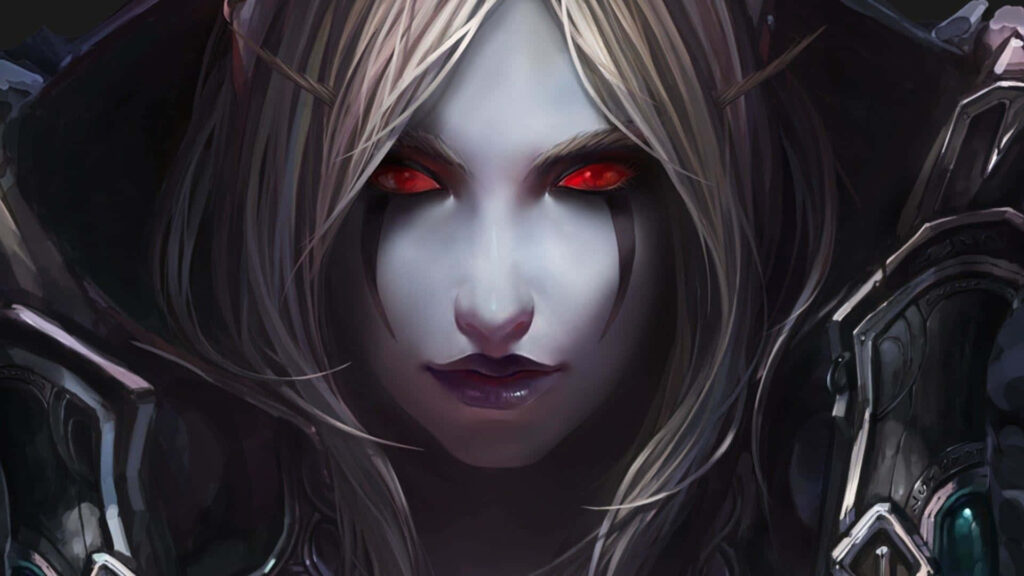 Intense 3D-Rendered Anime Girl Wallpaper with Dark Fantasy Theme