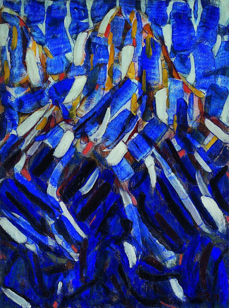 Abstract Blue Mountain Oil Painting by Christian Rohlfs - Vibrant Wallpaper