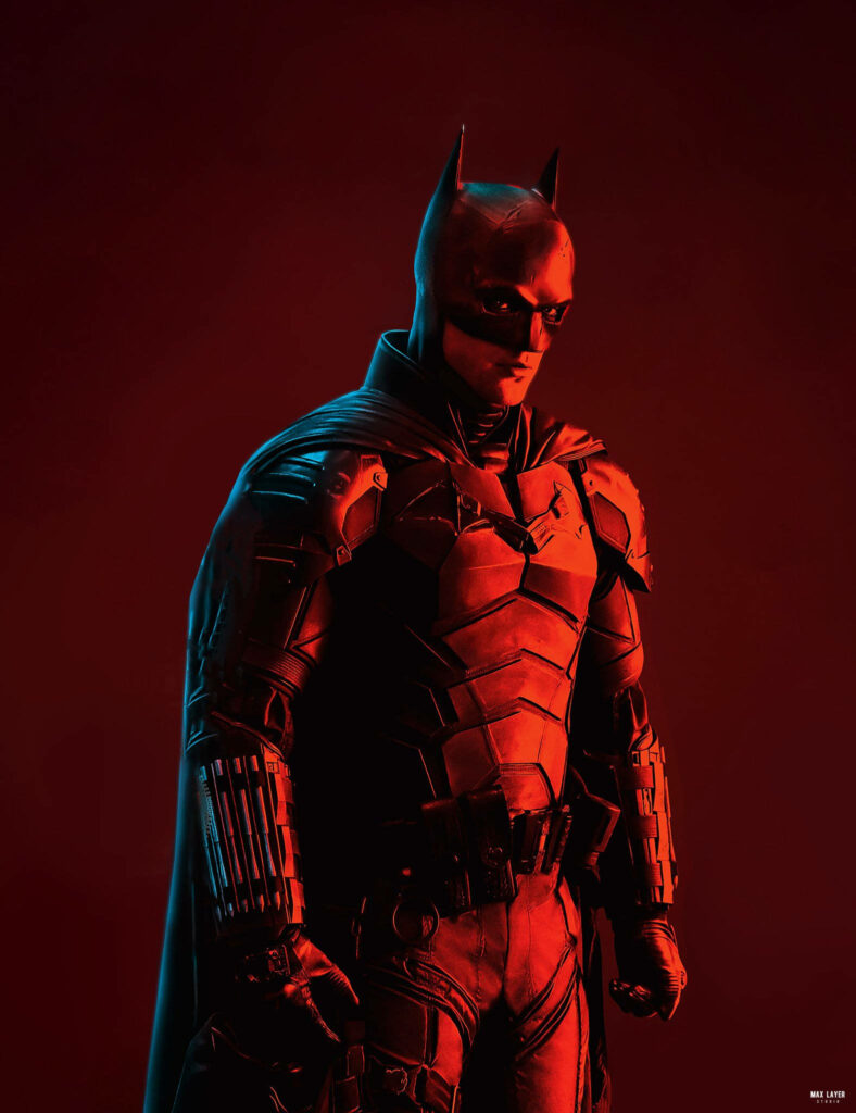 Vibrant Batman 2022 Wallpaper: Dramatic Red Lighting & Intricate Details