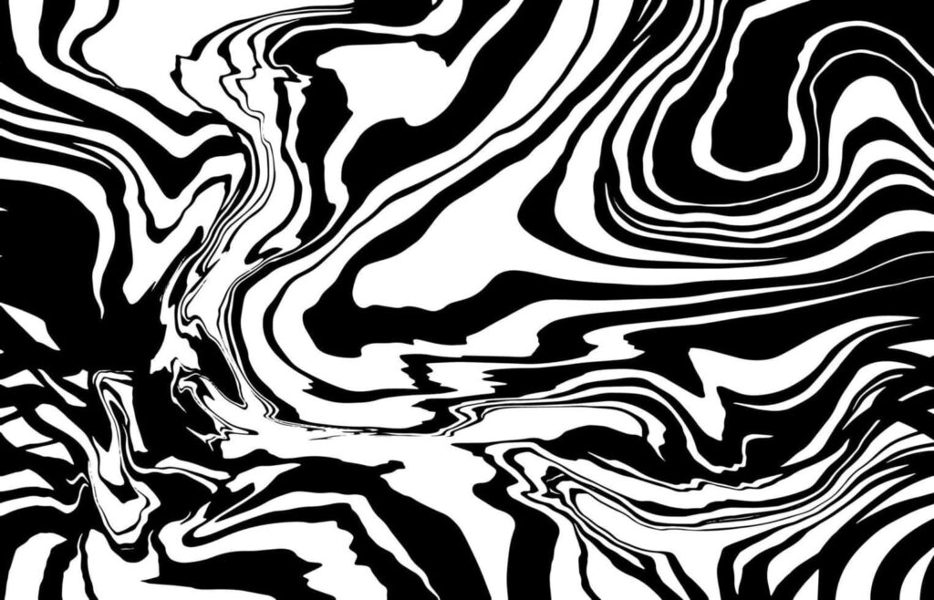 Striking Black and White Abstract Wallpaper with Fluid Patterns