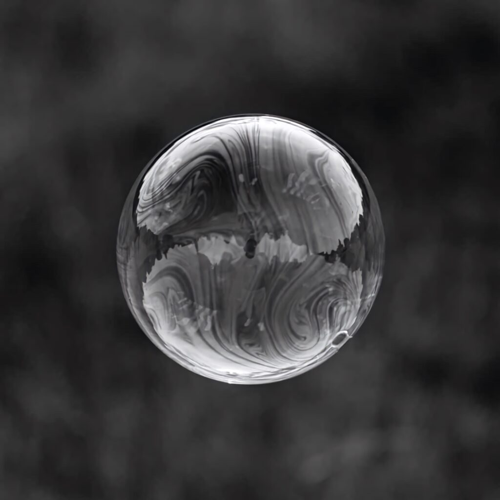 Stunning Black and White Bubble Wallpaper with Artistic Swirls