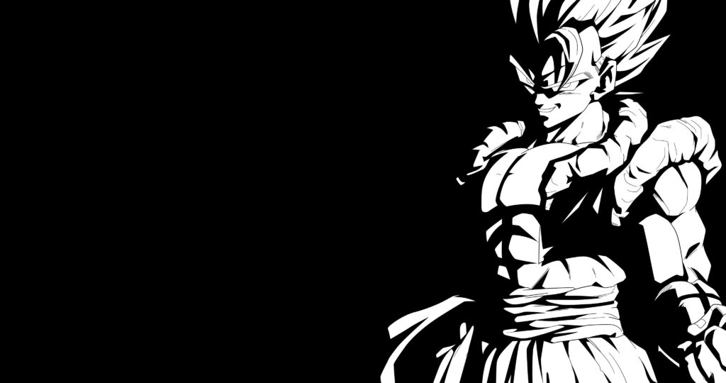 Stunning Black & White Goku Wallpaper with Fierce Expression