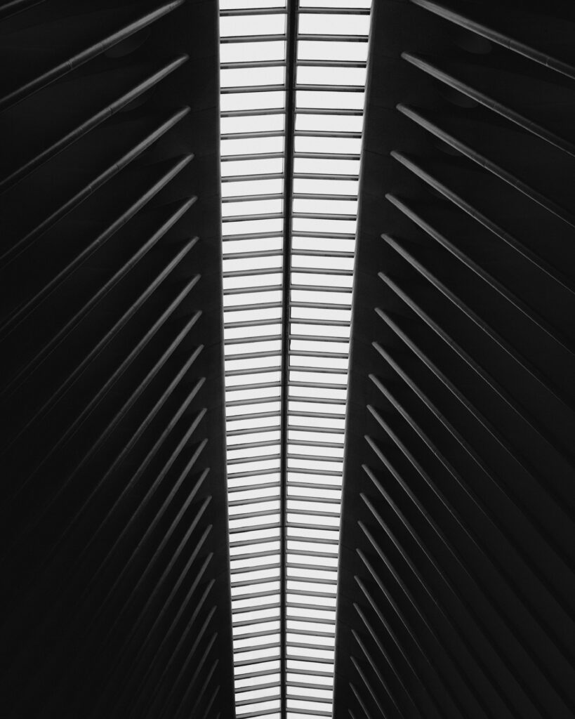 Modern Black-and-White Architectural Ceiling Wallpaper Background