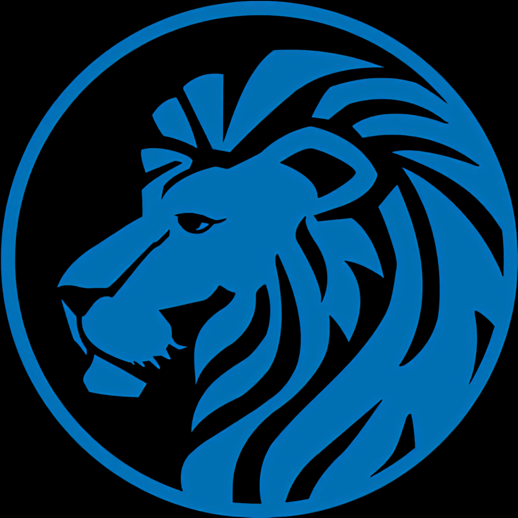 Bold Blue Lion Logo Wallpaper - Vector Design with Dynamic Lines