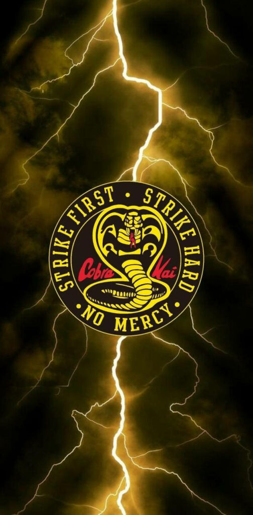 Striking Cobra Kai Phone Wallpaper with Iconic Snake Logo & Lightning