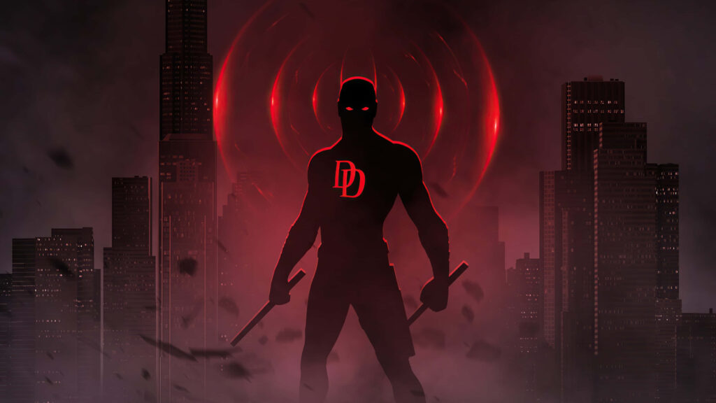 Daredevil Wallpaper: Iconic Red Suit in Dim Cityscape