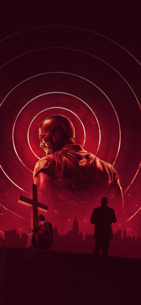 Daredevil Abstract Wallpaper: Red Design & Cityscape Background