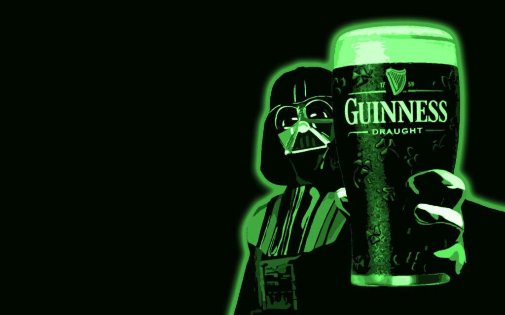 Striking Darth Vader Vector Art Wallpaper with Guinness Stout Design