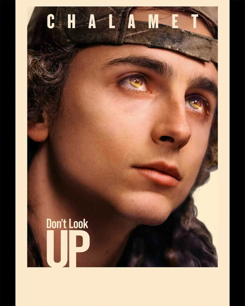 Striking Don't Look Up Wallpaper Featuring Chalamet's Captivating Gaze