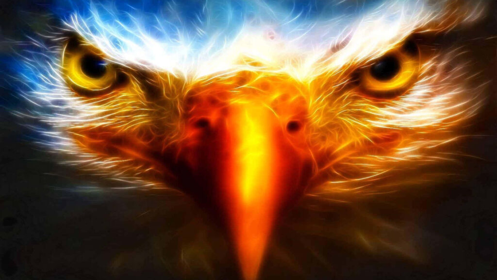 Vibrant Eagle Close-Up Wallpaper: Striking Eyes & Abstract Lighting