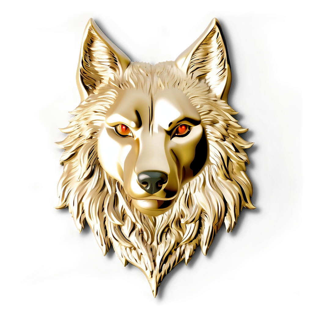 Metallic Golden Wolf Emblem Wallpaper: Fierce & Elegant Design
