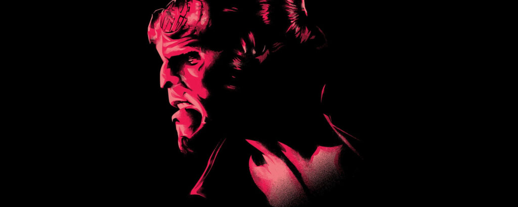 Striking Hellboy Wallpaper: Bold Red Profile & Dark Background