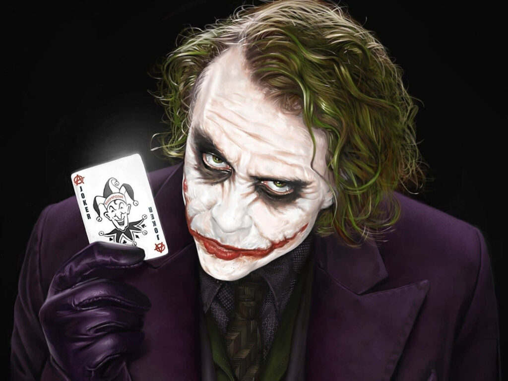 Striking Joker Profile Picture: Iconic Card, Green Hair, Dark Wallpaper