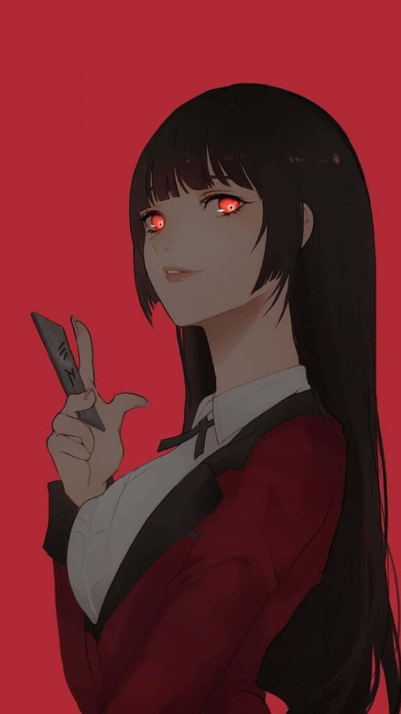 Kakegurui Character Wallpaper: Bold Red Eyes & Intense Expression