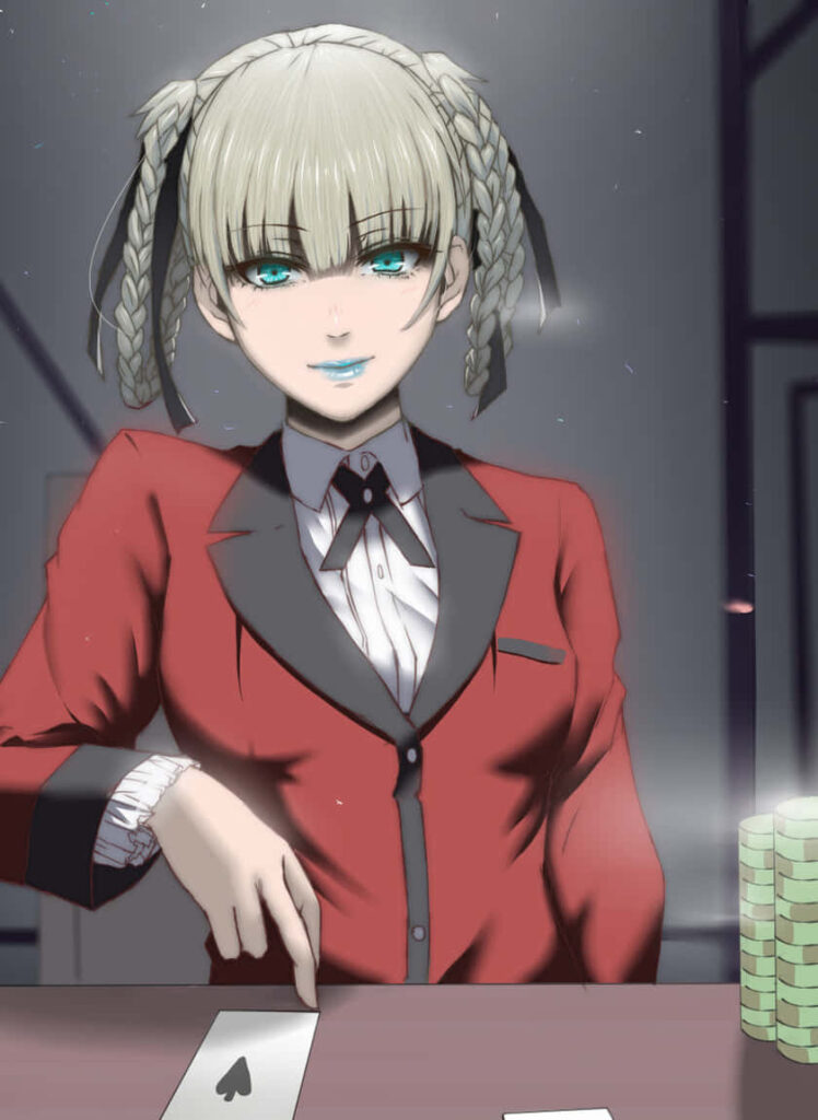 Elegant Kakegurui Character Wallpaper: Intense Eyes & High-Stakes Charm