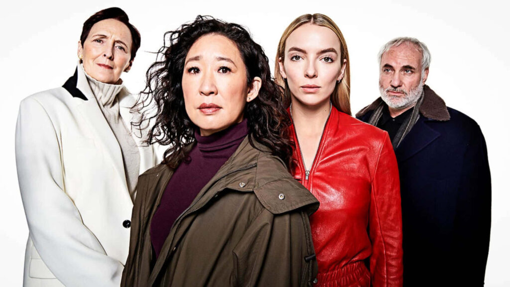 Intense Killing Eve Portrait Wallpaper - Main Cast Drama Background