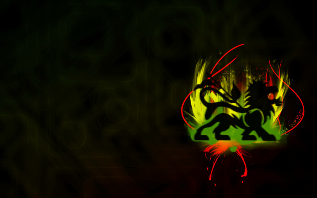 Striking Lion Emblem Wallpaper: Bold Colors & Abstract Background