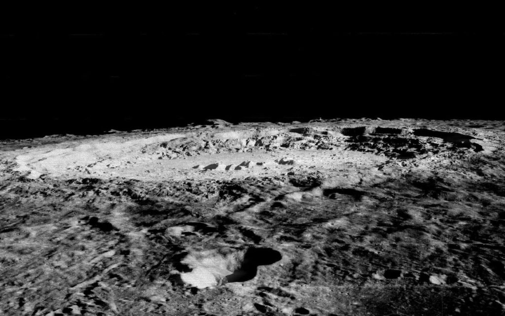 Stunning Lunar Landscape Wallpaper: Crater & Rugged Terrain