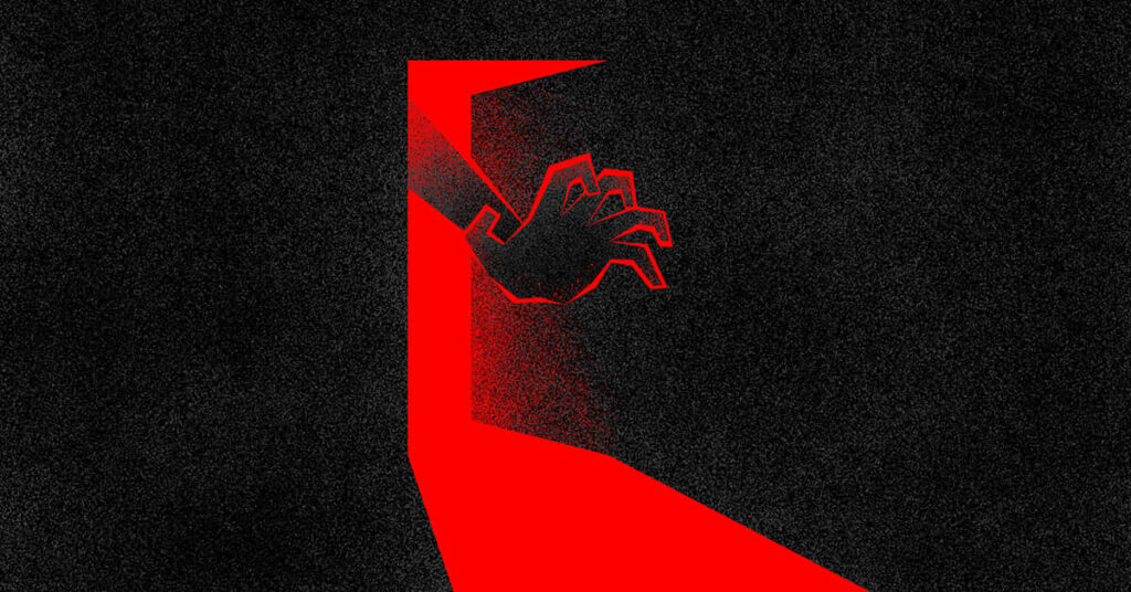 Minimalist Black Background with Bold Red Shape & Hand Design Wallpaper