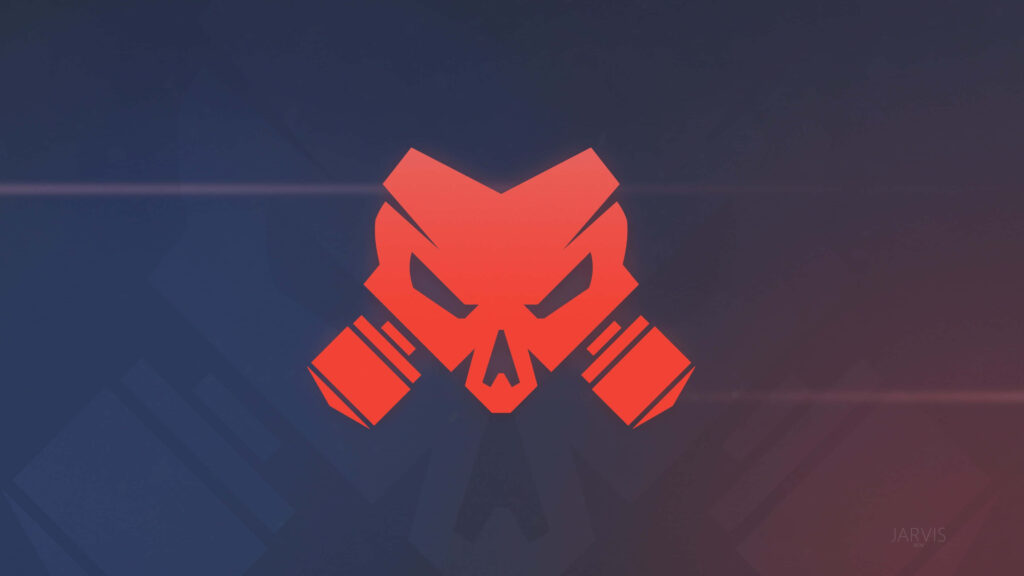 Red Skull Emblem Wallpaper: Minimalist Dark Blue Gradient Design