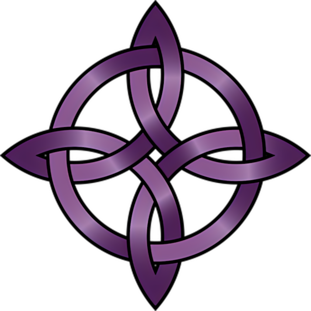 Bold Purple Celtic Knot Wallpaper on Black Background – Elegant Design