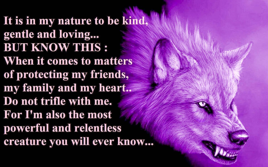 Intense Purple Wolf Illustration Wallpaper: Strength & Protection