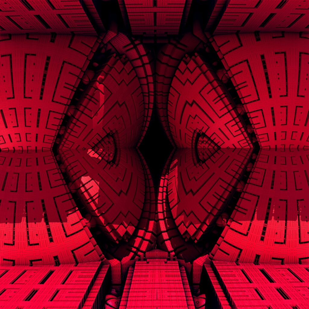 Striking Red Abstract Digital Fractal Wallpaper Background Design