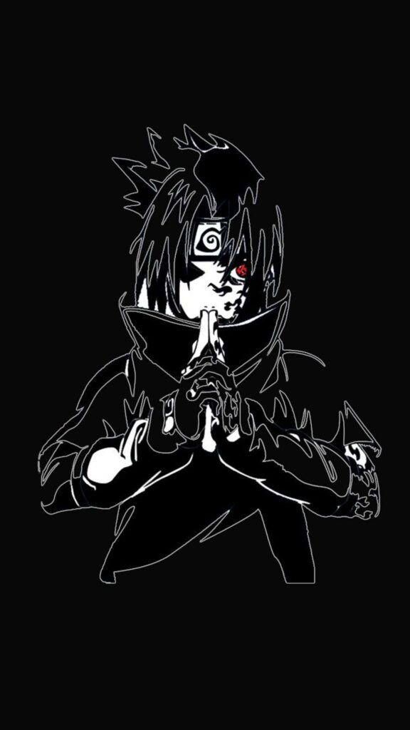 Striking Vector Art of Sasuke Uchiha: Iconic Sharingan Wallpaper