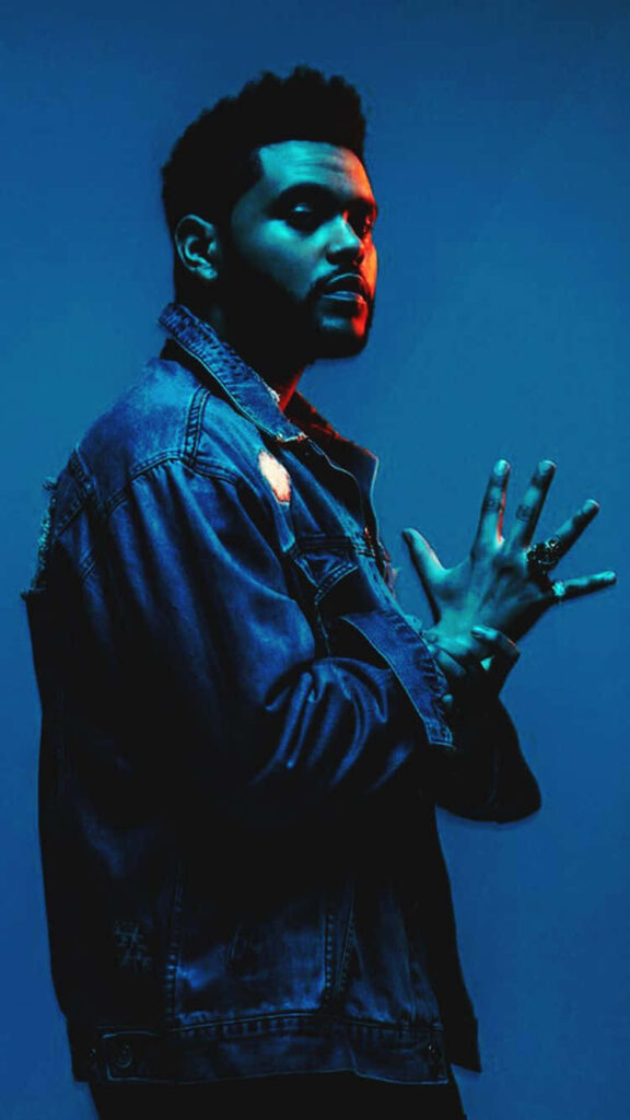 The Weeknd Neon Wallpaper: Denim, Dramatic Lighting & Blue Vibes