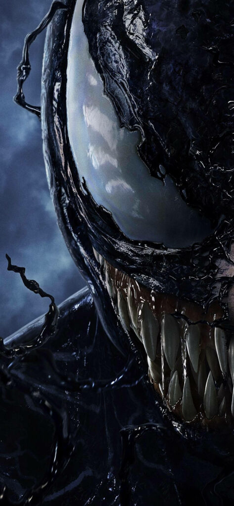 Half-Faced Venom iPhone Wallpaper: Sharp Teeth & Dark Texture
