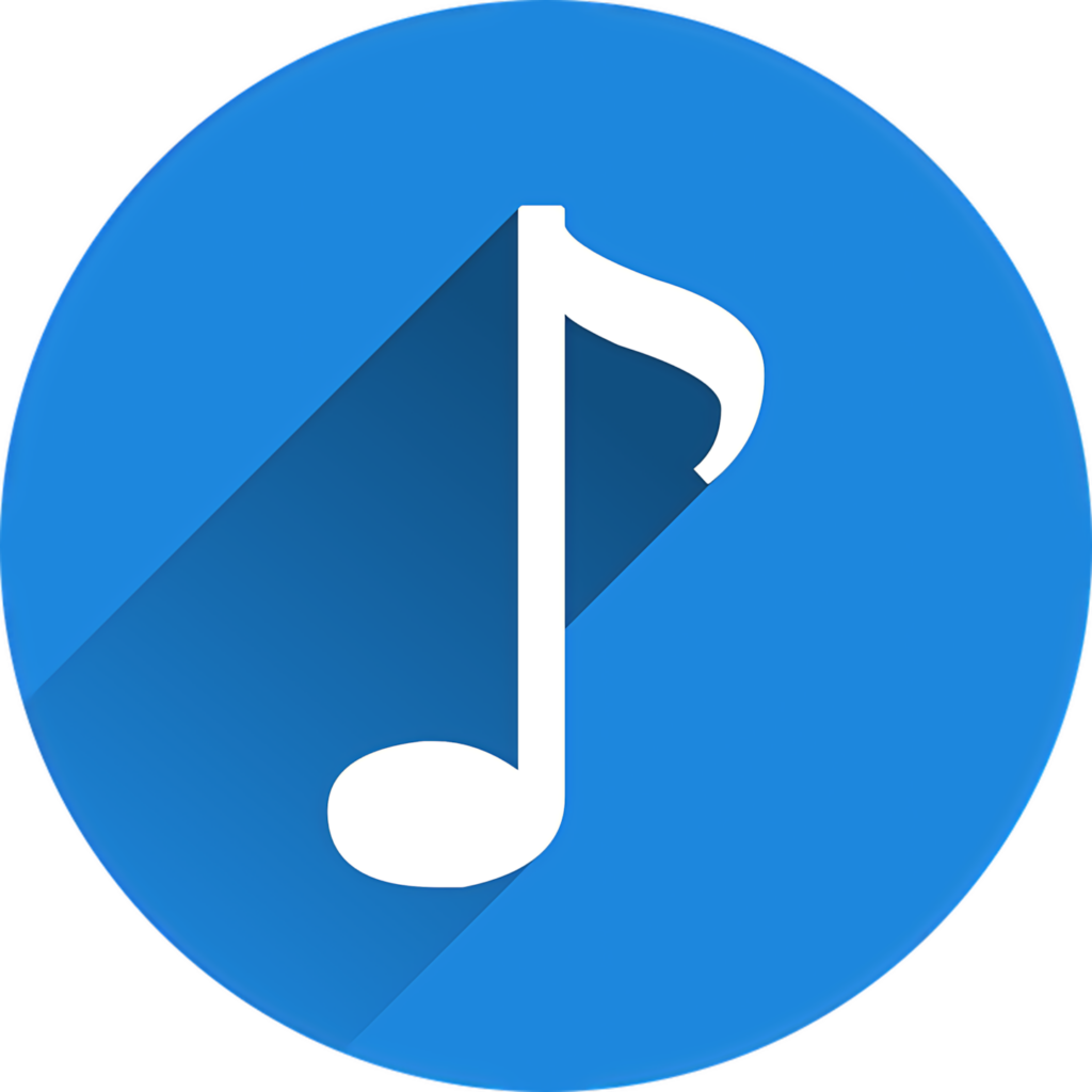 Modern Blue Music Note Wallpaper with Long Shadow Effect
