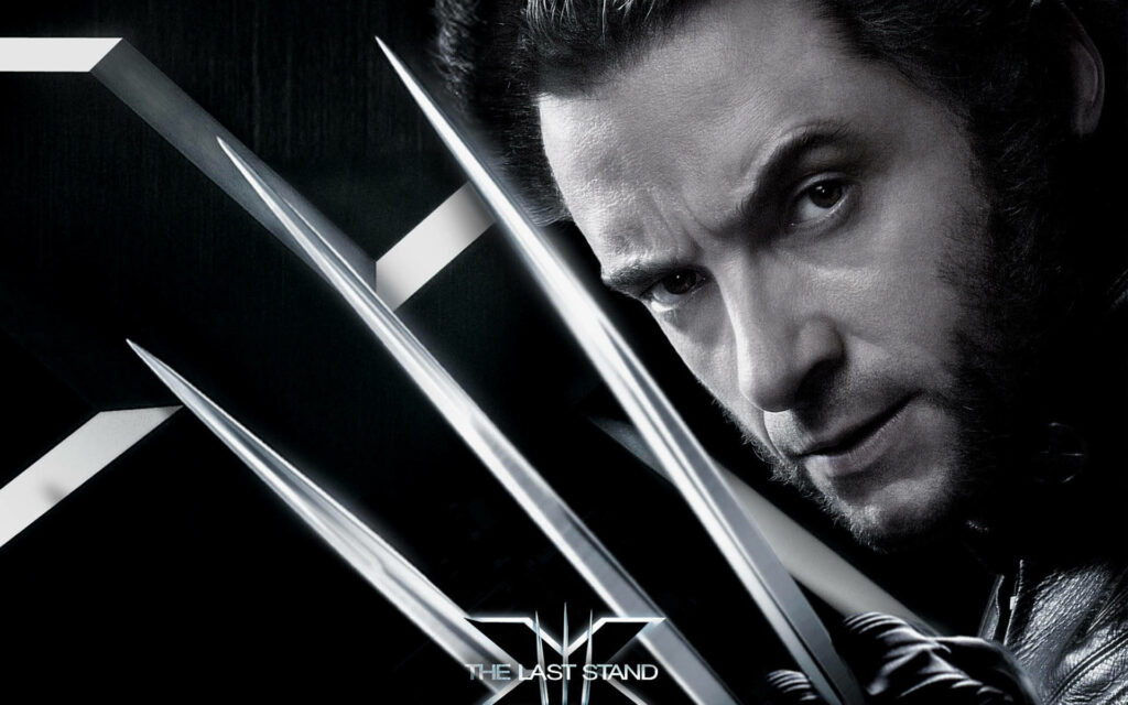 Striking Black and White Wolverine Wallpaper: Intense Gaze & Claws