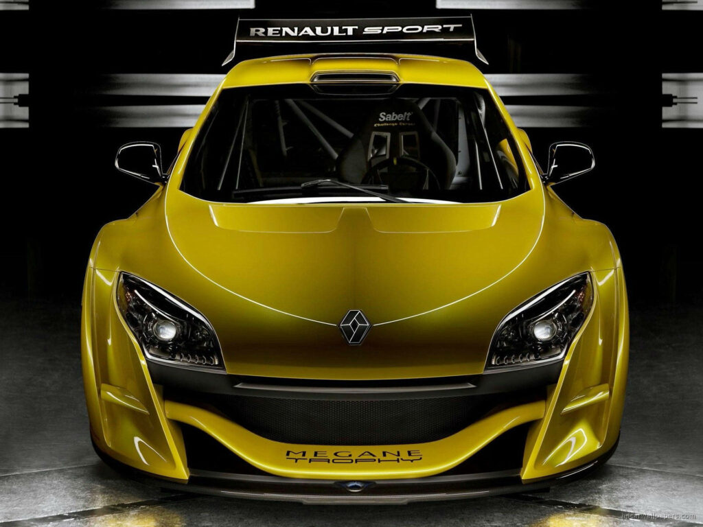 Dynamic Yellow Renault Megane Trophy Wallpaper for Car Enthusiasts